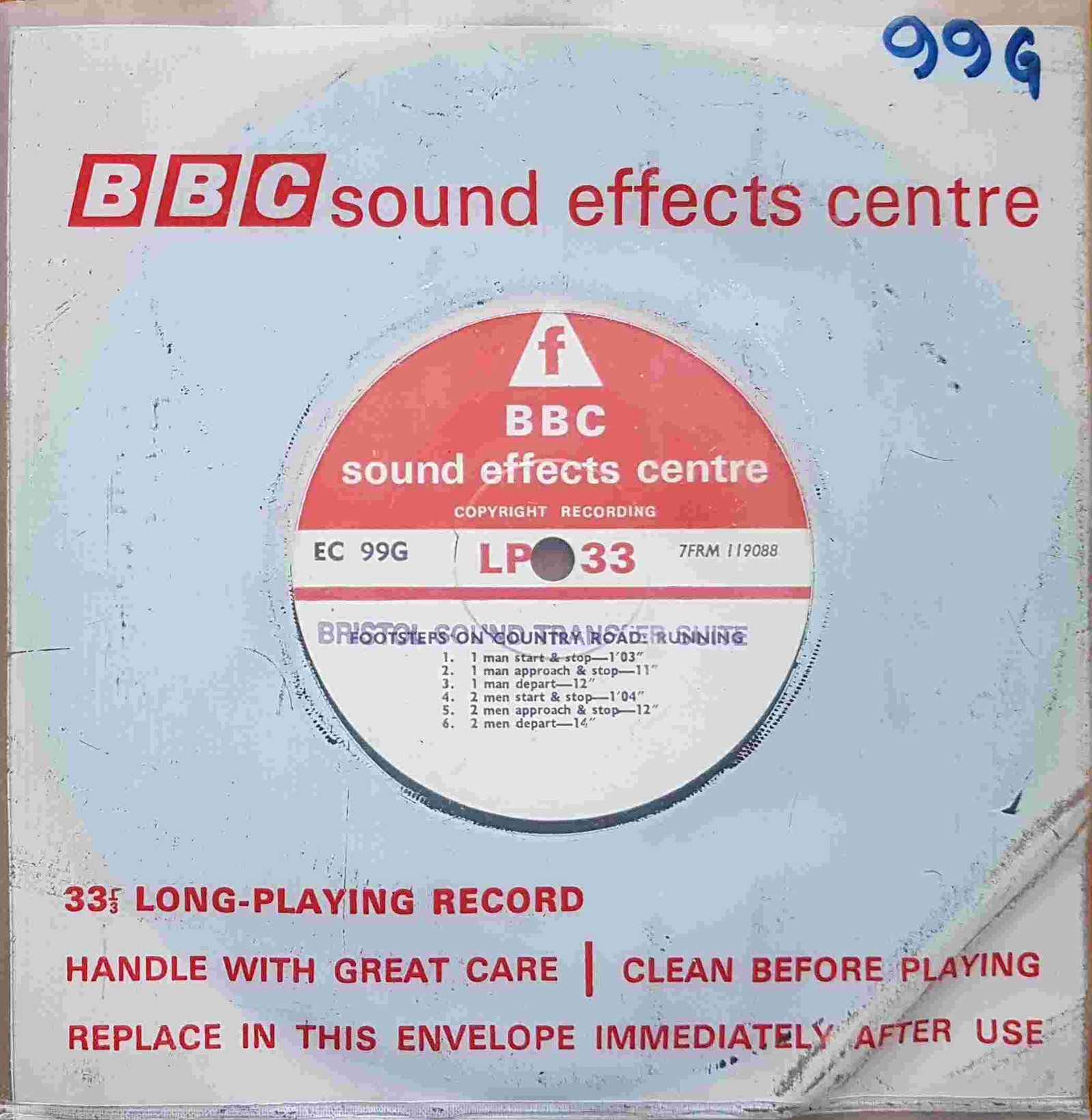 Picture of EC 99G Footsteps on country road: Running by artist Not registered from the BBC records and Tapes library